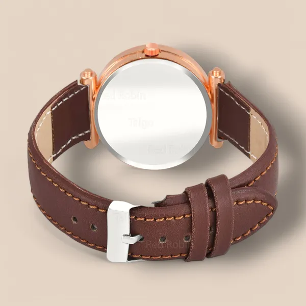 Sky_Mart_Alphabet_H_Trendy_New_Arrival_Analog_Wrist_Watch_Classic_Black_Dial_And_Stylish_Brown_Leather_Strap_For_Women_And_Girls
