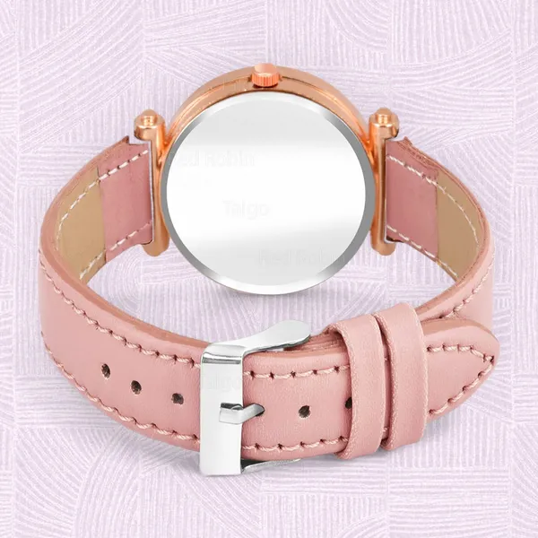 Sky_Mart_Alphabet_H_Trendy_New_Arrival_Analog_Wrist_Watch_Classic_Black_Dial_And_Stylish_Peach_Leather_Strap_For_Women_And_Girls
