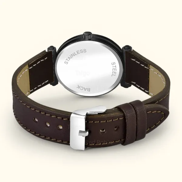Sky_Mart_Alphabet_J_Classic_Style_Analog_Wrist_Watch_With_Round_Black_Dial_And_Brown_Leather_Strap_New_Arrival_For_Women_And_Girls