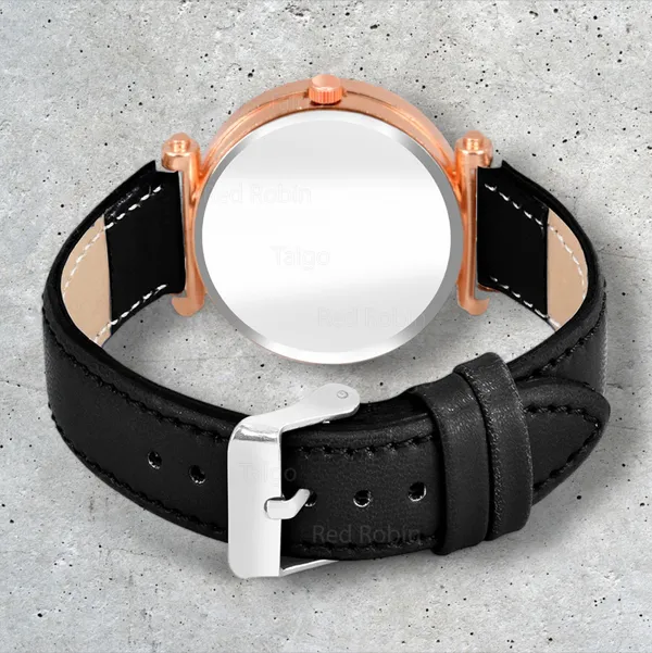 Sky_Mart_Alphabet_J_Classic_Style_Analog_Wrist_Watch_With_Round_Black_Dial_And_Black_Leather_Strap_New_Arrival_For_Women_And_Girls