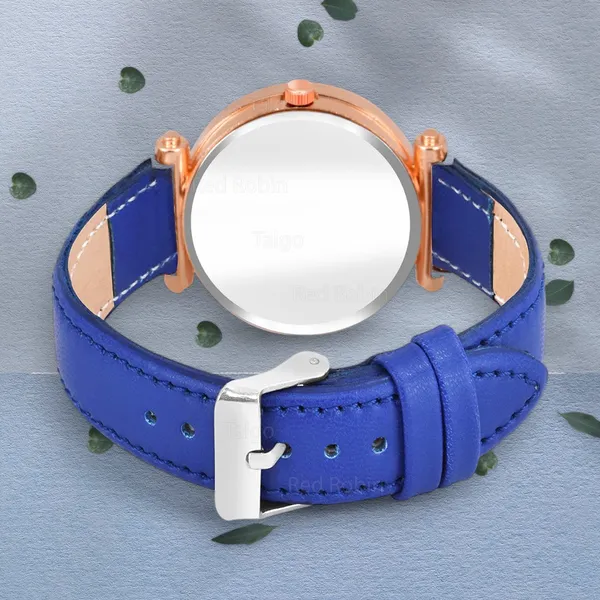 Sky_Mart_Alphabet_J_Classic_Style_Analog_Wrist_Watch_With_Round_Black_Dial_And_Blue_Leather_Strap_New_Arrival_For_Women_And_Girls