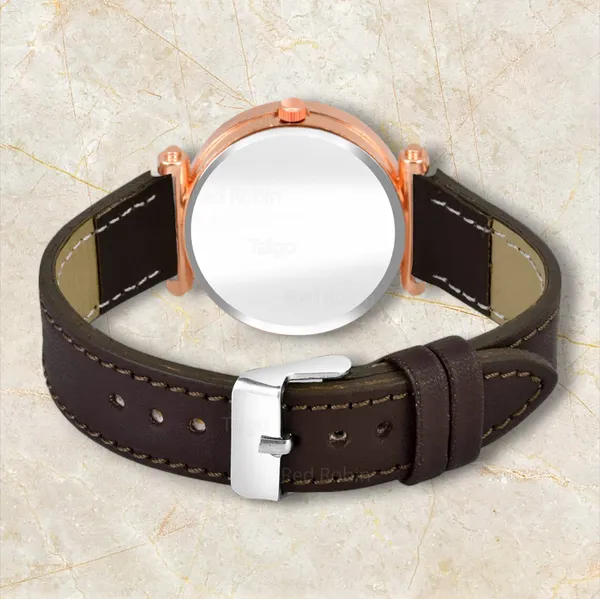 Sky_Mart_Alphabet_J_Classic_Style_Analog_Wrist_Watch_With_Round_Black_Dial_And_Brown_Leather_Strap_New_Arrival_For_Women_And_Girls