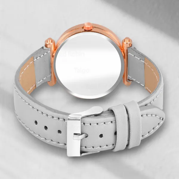 Sky_Mart_Alphabet_J_Classic_Style_Analog_Wrist_Watch_With_Round_Black_Dial_And_Grey_Leather_Strap_New_Arrival_For_Women_And_Girls