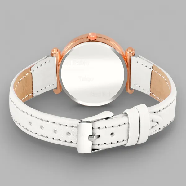 Sky_Mart_Alphabet_J_Classic_Style_Analog_Wrist_Watch_With_Round_Black_Dial_And_White_Leather_Strap_New_Arrival_For_Women_And_Girls