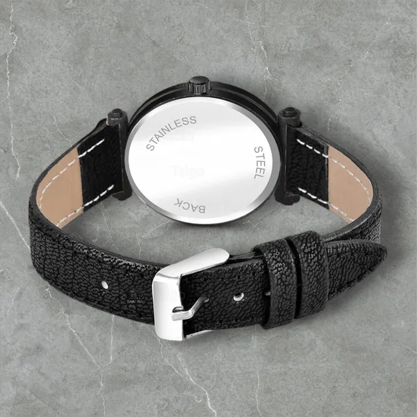 Sky_Mart_Alphabet_K_Stylish_New_Arrival_Analog_Watch_Trendy_Round_Black_Dial_And_Black_Leather_Strap_For_Women_And_Girls