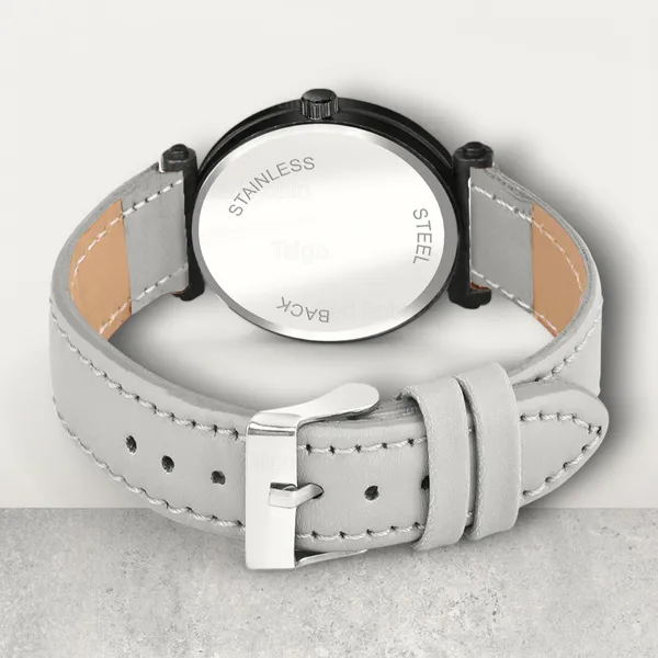Sky_Mart_Alphabet_K_Stylish_New_Arrival_Analog_Watch_Trendy_Round_Black_Dial_And_Grey_Leather_Strap_For_Women_And_Girls