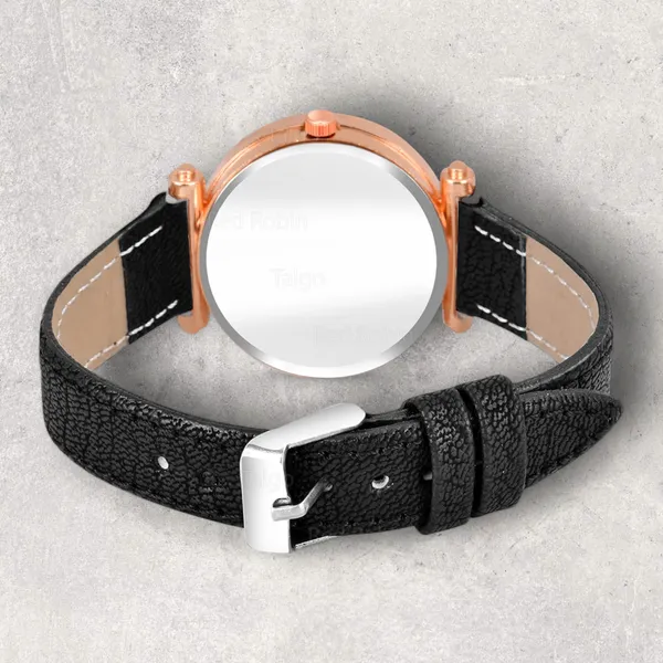Sky_Mart_Alphabet_K_Stylish_New_Arrival_Analog_Watch_Trendy_Round_Black_Dial_And_Black_Leather_Strap_For_Women_And_Girls