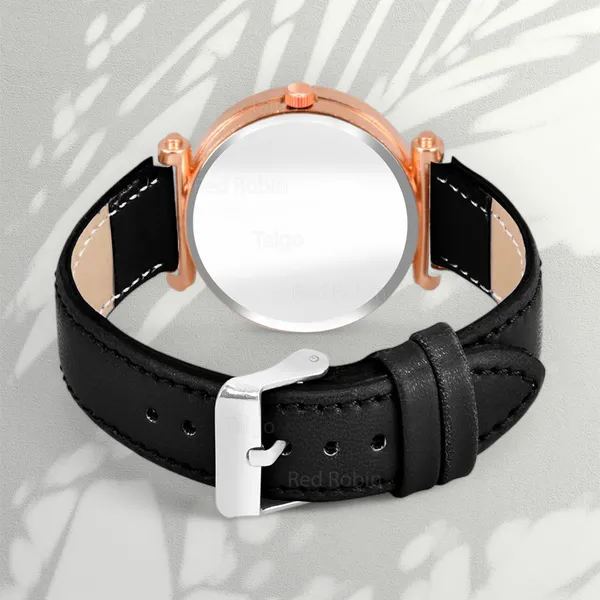 Sky_Mart_Alphabet_K_Stylish_New_Arrival_Analog_Watch_Trendy_Round_Black_Dial_And_Black_Leather_Strap_For_Women_And_Girls