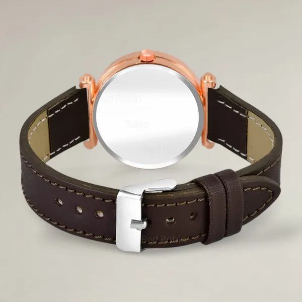 Sky_Mart_Alphabet_K_Stylish_New_Arrival_Analog_Watch_Trendy_Round_Black_Dial_And_Brown_Leather_Strap_For_Women_And_Girls