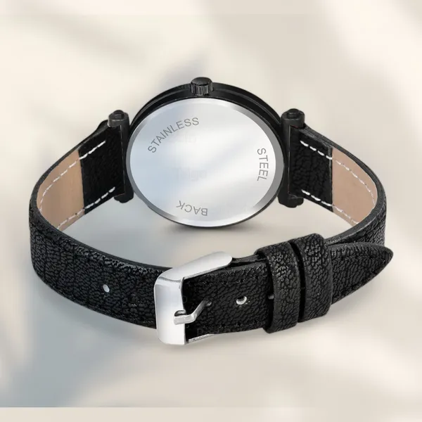 Sky_Mart_Alphabet_M_New_Arrival_Classic_Analog_Wrist_Watch_Stylish_Black_Dial_With_Black_Leather_Strap_For_Women_And_Girls