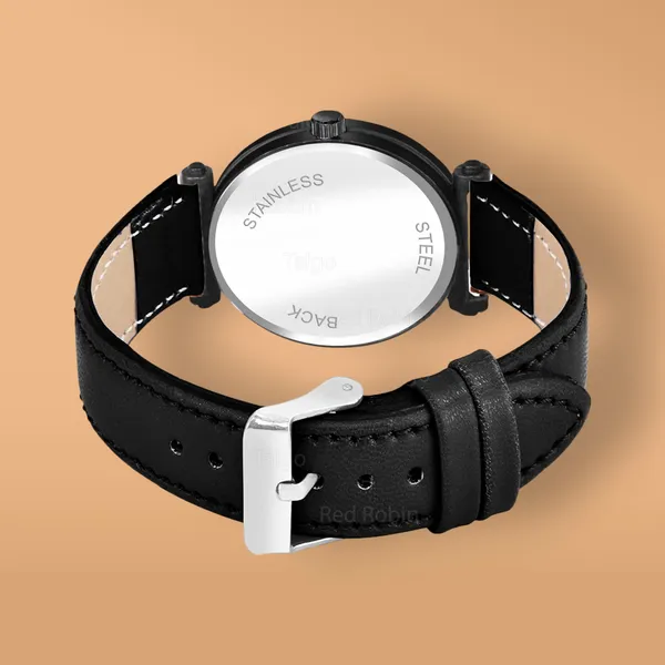 Sky_Mart_Alphabet_M_New_Arrival_Classic_Analog_Wrist_Watch_Stylish_Black_Dial_With_Black_Leather_Strap_For_Women_And_Girls