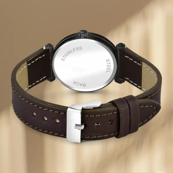 Sky_Mart_Alphabet_M_New_Arrival_Classic_Analog_Wrist_Watch_Stylish_Black_Dial_With_Brown_Leather_Strap_For_Women_And_Girls