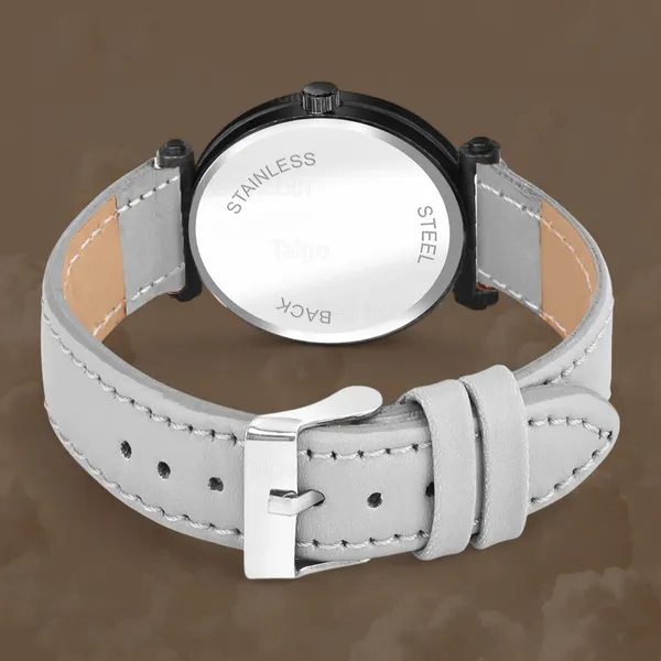 Sky_Mart_Alphabet_M_New_Arrival_Classic_Analog_Wrist_Watch_Stylish_Black_Dial_With_Grey_Leather_Strap_For_Women_And_Girls