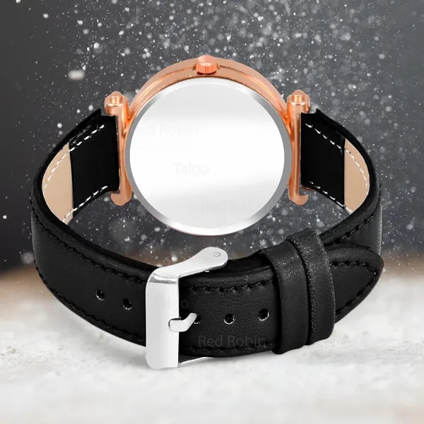 Sky_Mart_Alphabet_M_New_Arrival_Classic_Analog_Wrist_Watch_Stylish_Black_Dial_With_Black_Leather_Strap_For_Women_And_Girls