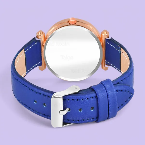 Sky_Mart_Alphabet_M_New_Arrival_Classic_Analog_Wrist_Watch_Stylish_Black_Dial_With_Blue_Leather_Strap_For_Women_And_Girls