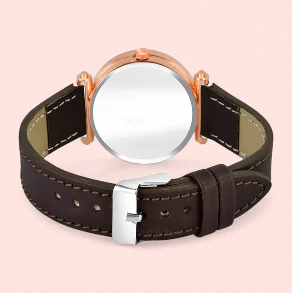 Sky_Mart_Alphabet_M_New_Arrival_Classic_Analog_Wrist_Watch_Stylish_Black_Dial_With_Brown_Leather_Strap_For_Women_And_Girls