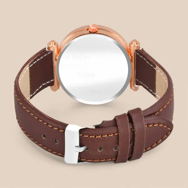 Sky_Mart_Alphabet_M_New_Arrival_Classic_Analog_Wrist_Watch_Stylish_Black_Dial_With_Brown_Leather_Strap_For_Women_And_Girls