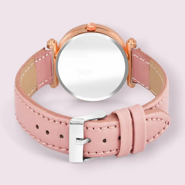 Sky_Mart_Alphabet_M_New_Arrival_Classic_Analog_Wrist_Watch_Stylish_Black_Dial_With_Peach_Leather_Strap_For_Women_And_Girls