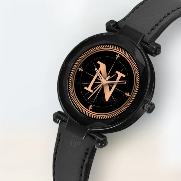 Sky_Mart_Alphabet_N_Trendy_Analog_Wrist_Watch_For_Women_And_Girls_New_Arrival_With_Classic_Black_Dial_And_Black_Leather_Strap