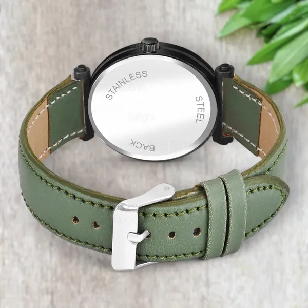 Sky_Mart_Alphabet_N_Trendy_Analog_Wrist_Watch_For_Women_And_Girls_New_Arrival_With_Classic_Black_Dial_And_Green_Leather_Strap