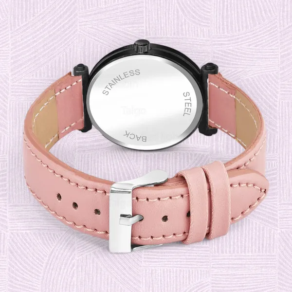 Sky_Mart_Alphabet_N_Trendy_Analog_Wrist_Watch_For_Women_And_Girls_New_Arrival_With_Classic_Black_Dial_And_Peach_Leather_Strap
