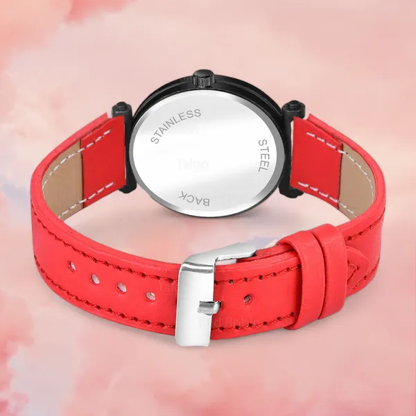 Sky_Mart_Alphabet_N_Trendy_Analog_Wrist_Watch_For_Women_And_Girls_New_Arrival_With_Classic_Black_Dial_And_Red_Leather_Strap