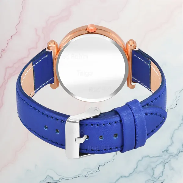 Sky_Mart_Alphabet_N_Trendy_Analog_Wrist_Watch_For_Women_And_Girls_New_Arrival_With_Classic_Black_Dial_And_Blue_Leather_Strap