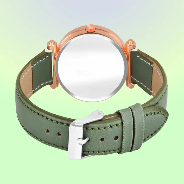 Sky_Mart_Alphabet_N_Trendy_Analog_Wrist_Watch_For_Women_And_Girls_New_Arrival_With_Classic_Black_Dial_And_Green_Leather_Strap