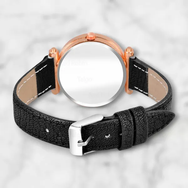 Sky_Mart_Alphabet_P_Stylish_Analog_Wrist_Watch_New_Arrival_Featuring_Classic_Round_Black_Dial_And_Black_Leather_Strap_For_Women_And_Girls