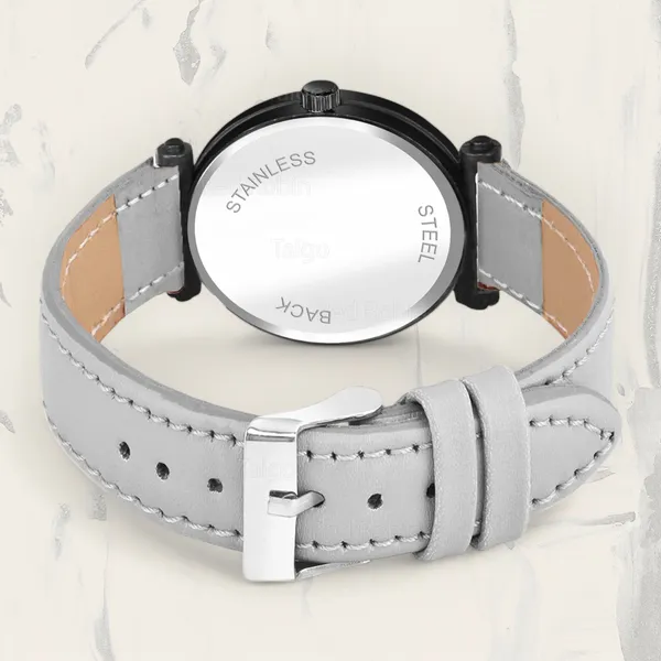 Sky_Mart_Alphabet_R_New_Arrival_Trendy_Analog_Wrist_Watch_Classic_Black_Dial_With_Stylish_Grey_Leather_Strap_For_Women_And_Girls