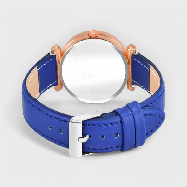 Sky_Mart_Alphabet_R_New_Arrival_Trendy_Analog_Wrist_Watch_Classic_Black_Dial_With_Stylish_Blue_Leather_Strap_For_Women_And_Girls