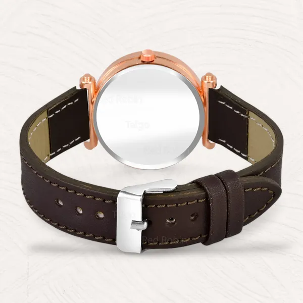 Sky_Mart_Alphabet_R_New_Arrival_Trendy_Analog_Wrist_Watch_Classic_Black_Dial_With_Stylish_Brown_Leather_Strap_For_Women_And_Girls
