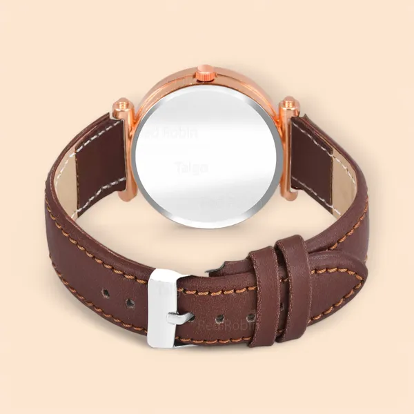 Sky_Mart_Alphabet_R_New_Arrival_Trendy_Analog_Wrist_Watch_Classic_Black_Dial_With_Stylish_Brown_Leather_Strap_For_Women_And_Girls