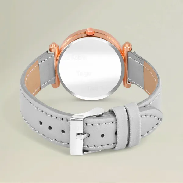 Sky_Mart_Alphabet_R_New_Arrival_Trendy_Analog_Wrist_Watch_Classic_Black_Dial_With_Stylish_Grey_Leather_Strap_For_Women_And_Girls