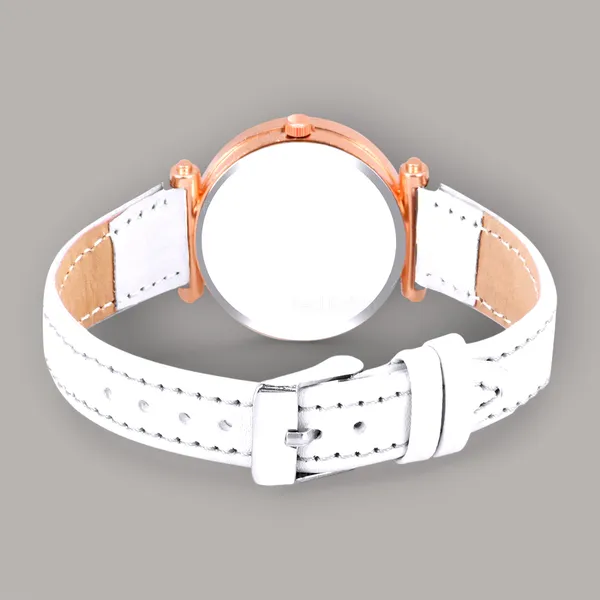 Sky_Mart_Alphabet_R_New_Arrival_Trendy_Analog_Wrist_Watch_Classic_Black_Dial_With_Stylish_White_Leather_Strap_For_Women_And_Girls