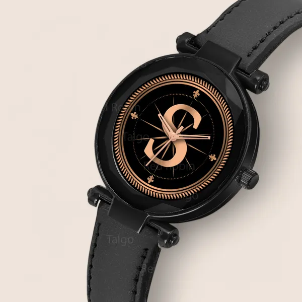 Sky_Mart_Alphabet_S_Classic_Analog_Wrist_Watch_For_Women_And_Girls_New_Arrival_With_Stylish_Black_Dial_And_Black_Leather_Strap