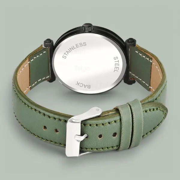 Sky_Mart_Alphabet_S_Classic_Analog_Wrist_Watch_For_Women_And_Girls_New_Arrival_With_Stylish_Black_Dial_And_Green_Leather_Strap