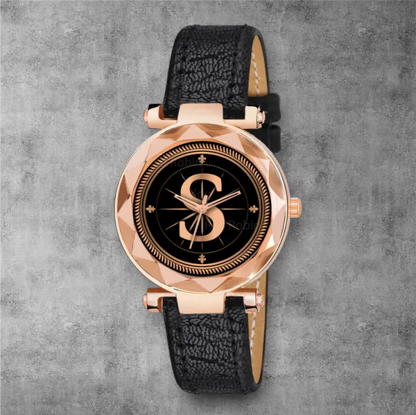 Sky_Mart_Alphabet_S_Classic_Analog_Wrist_Watch_For_Women_And_Girls_New_Arrival_With_Stylish_Black_Dial_And_Black_Leather_Strap
