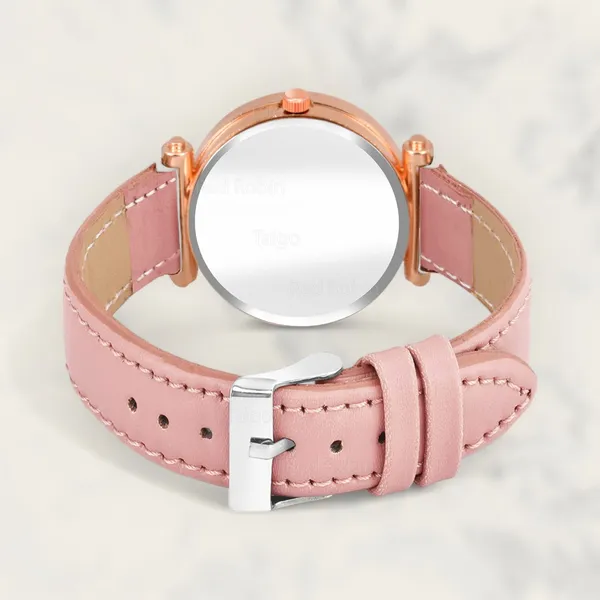 Sky_Mart_Alphabet_S_Classic_Analog_Wrist_Watch_For_Women_And_Girls_New_Arrival_With_Stylish_Black_Dial_And_Peach_Leather_Strap