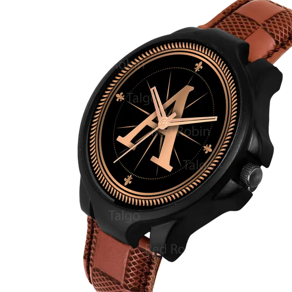 Sky_Mart_Analog_Round_Black_Dialbet_A_Design_Stylish_Brown_Leather_Strap_Classic_Design_Fancy_Wrist_Watch_For_Men_And_Boys