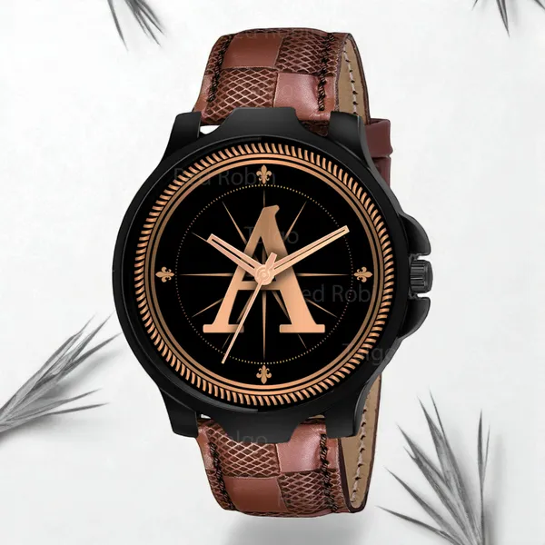 Sky_Mart_Analog_Round_Black_Dialbet_A_Design_Stylish_Brown_Leather_Strap_Classic_Design_Fancy_Wrist_Watch_For_Men_And_Boys