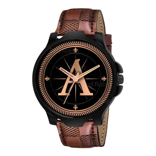 Sky_Mart_Analog_Round_Black_Dialbet_A_Design_Stylish_Brown_Leather_Strap_Classic_Design_Fancy_Wrist_Watch_For_Men_And_Boys