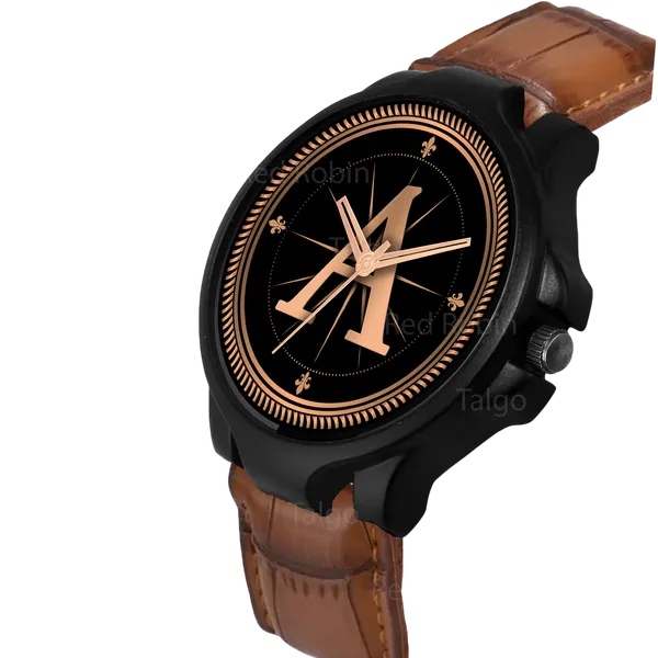 Sky_Mart_Analog_Round_Black_Dialbet_A_Design_Stylish_Brown_Leather_Strap_Classic_Design_Fancy_Wrist_Watch_For_Men_And_Boys