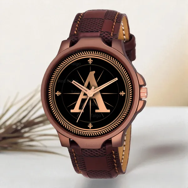 Sky_Mart_Analog_Round_Black_Dialbet_A_Design_Stylish_Brown_Leather_Strap_Classic_Design_Fancy_Wrist_Watch_For_Men_And_Boys