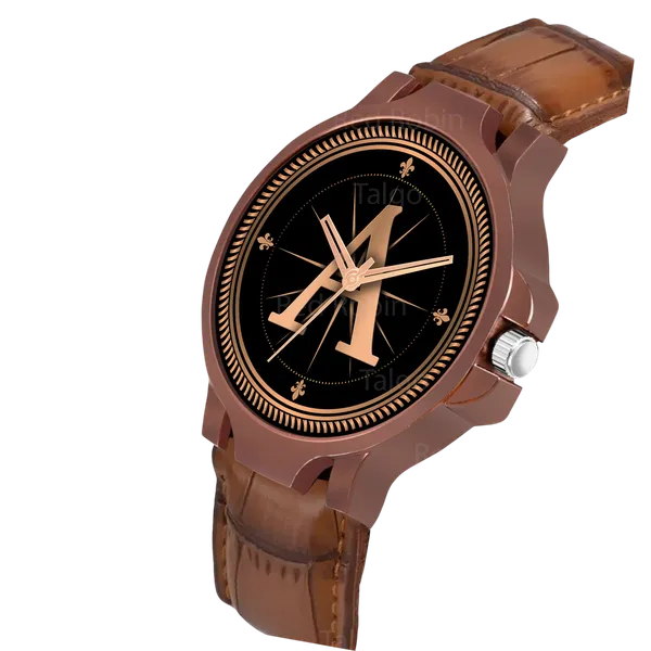 Sky_Mart_Analog_Round_Black_Dialbet_A_Design_Stylish_Brown_Leather_Strap_Classic_Design_Fancy_Wrist_Watch_For_Men_And_Boys