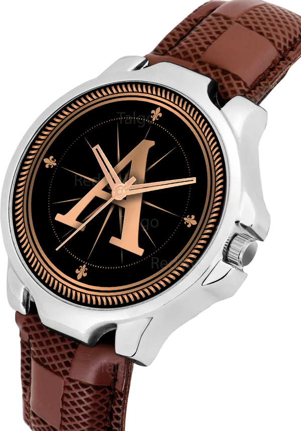 Sky_Mart_Analog_Round_Black_Dialbet_A_Design_Stylish_Brown_Leather_Strap_Classic_Design_Fancy_Wrist_Watch_For_Men_And_Boys