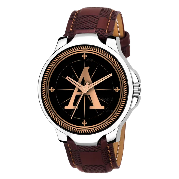 Sky_Mart_Analog_Round_Black_Dialbet_A_Design_Stylish_Brown_Leather_Strap_Classic_Design_Fancy_Wrist_Watch_For_Men_And_Boys