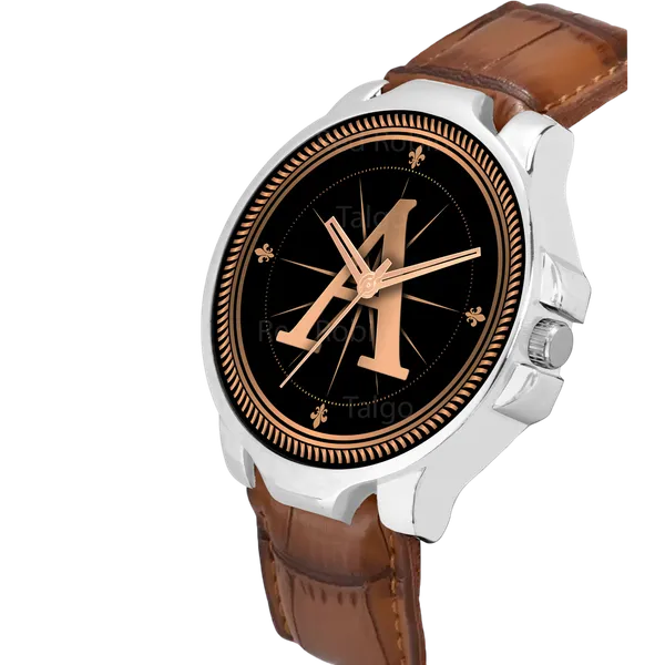 Sky_Mart_Analog_Round_Black_Dialbet_A_Design_Stylish_Brown_Leather_Strap_Classic_Design_Fancy_Wrist_Watch_For_Men_And_Boys