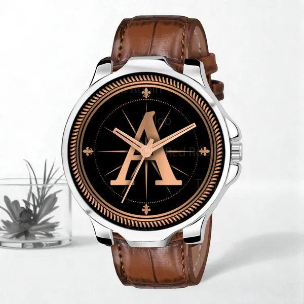 Sky_Mart_Analog_Round_Black_Dialbet_A_Design_Stylish_Brown_Leather_Strap_Classic_Design_Fancy_Wrist_Watch_For_Men_And_Boys