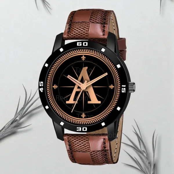 Sky_Mart_Analog_Round_Black_Dialbet_A_Design_Stylish_Brown_Leather_Strap_Classic_Design_Fancy_Wrist_Watch_For_Men_And_Boys